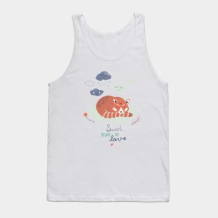 Cute poster with sleeping red panda and clouds Tank Top